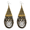 E-3790   Bohemian Resin Beads with Charms Long Pendant Silver Plated Earring  Drop Dangle Hook Earrings 4 Colors