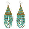 E-3790   Bohemian Resin Beads with Charms Long Pendant Silver Plated Earring  Drop Dangle Hook Earrings 4 Colors