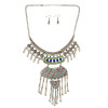 N-6257   Bohemian tibetan silver Bronze plated crystal resin beads statement pendant necklace