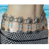 N-6267 * Fashion  Style European  Gypsy Silver Plated Alloy Coin Tassel with  blue Resin Beads Belly Body Chain Waist  summer Chain Body Jewelry