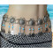 N-6267 Fashion  Style European  Gypsy Silver Plated Alloy Coin Tassel with  blue Resin Beads Belly Body Chain Waist  summer Chain Body Jewelry