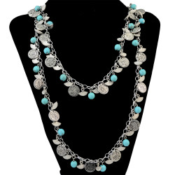 N-6263 Fashion Punk Style Silver Plated Crystal Long Chain Neckalce Jewelry Set
