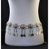 N-6267 * Fashion  Style European  Gypsy Silver Plated Alloy Coin Tassel with  blue Resin Beads Belly Body Chain Waist  summer Chain Body Jewelry
