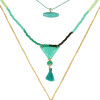 N-6270 Bohemian Multilayers Long Chain Triangle Pendant Resin Beads Leaf Natural Turquoise Necklace for Women