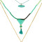 N-6270 Bohemian Multilayers Long Chain Triangle Pendant Resin Beads Leaf Natural Turquoise Necklace for Women