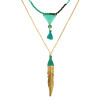 N-6270 Bohemian Multilayers Long Chain Triangle Pendant Resin Beads Leaf Natural Turquoise Necklace for Women