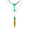 N-6270 Bohemian Multilayers Long Chain Triangle Pendant Resin Beads Leaf Natural Turquoise Necklace for Women