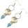 E-3792  Bohemian Tibetan Silver Plated Turquoise Conical Pendant Tassel Drop Dangle Fish Hook Beaded Earring