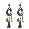 E-3793  Bohemian Style Weave Rope Hook Earring Resin Beads Hand Shape Tassel Long Earrings For Women Jewelry