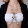 N-6278 European Tribal Summer Beach Fashion Gold Chain Charm Sexy Body Chain Resin Flower Crystal Rhinestone Necklace Women Jewelry