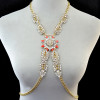 N-6278 European Tribal Summer Beach Fashion Gold Chain Charm Sexy Body Chain Resin Flower Crystal Rhinestone Necklace Women Jewelry