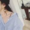 E-3797 Korea Fashion Dangle Earring Silver Gold Plated Charming Pearl Long Earring for Women Jewelry