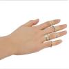 R-1364   7pcs/set New Fashion European  Style Silver Plated Design GreenTurquoise Bead and Synthetic White Crystal Nail Midi Finger Rings for Girl&Lady Jewelry