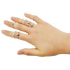 R-1362   7 Pcs/set Fashion Vintage Knuckle Nail Midi Ring Set Hollow Rhinestone Love Christmas Gift