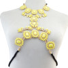 N-6279   Vintage Fashion Summer Beach Leather Chain Charm Sexy Body Chain Resin Flower Crystal Rhinestone Necklace Women Jewelry