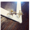 E-3803   Fashion triangle Star Shape /cross shape /square shape Silver/Gold Clear Crystal Stud Earring For Girls & women Jewelry