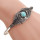 B-0735 Bohemia Vintage Antique Silver Gold Turquoise Leaf Shape Openable Cuff Bangle Bracelets
