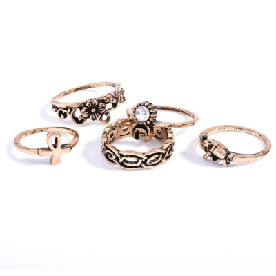 R-1361   10Pcs/set Fashion Vintage Rhinestone hollow out Knuckle Nail Midi Ring Set  jewelry