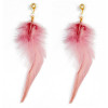 E-3809 Bohemian Style Pearl Crystal Long Feather Drop Pendant Tassel Dangle Earrings for Women Jewelry