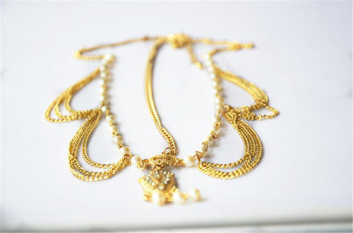 F-0332 European style gold plated head chain cool metal tassels  headband hair jewelry
