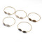 B-0746   Fashion Gold Plated Adjustable Cuff Bangle Natural Stone Bracelet 6 Colors