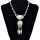 N-6289 Bohemian Style Silver Chain Beads Carved Flower Pendant Necklace Women Jewelry