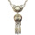 N-6289 Bohemian Style Silver Chain Beads Carved Flower Pendant Necklace Women Jewelry
