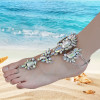 B-0744   Bohemian Gypsy  Charm Crystal Rhinestone Flower Beads  Beachy Anklet for Women Jewelry