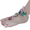 B-0744   Bohemian Gypsy  Charm Crystal Rhinestone Flower Beads  Beachy Anklet for Women Jewelry