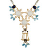 N-6292 Fashion Bohemian  Silver Plated  Chain Black  Round Turquoise Long tassel  Flower Shape Tassel  Pendant Necklace Women Jewelry