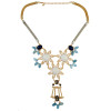 N-6292 Fashion Bohemian  Silver Plated  Chain Black  Round Turquoise Long tassel  Flower Shape Tassel  Pendant Necklace Women Jewelry