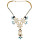 N-6292 Fashion Bohemian  Silver Plated  Chain Black  Round Turquoise Long tassel  Flower Shape Tassel  Pendant Necklace Women Jewelry