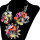 N-6297 Bohemian Fashion Black Rope Chain Leather Cloth Flower Resin Beads Crystal Rhinestone Statement Necklace Women Jewelry