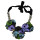 N-6297 Bohemian Fashion Black Rope Chain Leather Cloth Flower Resin Beads Crystal Rhinestone Statement Necklace Women Jewelry