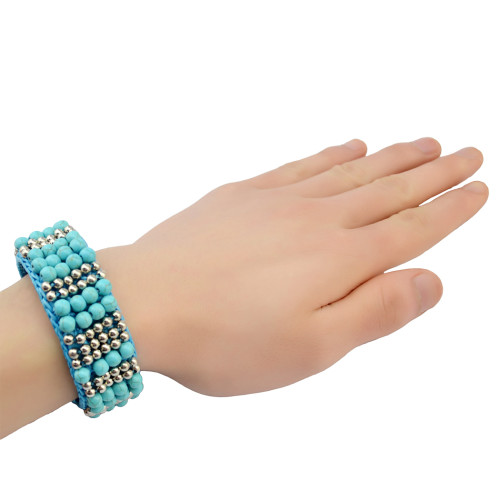 B-0751 Bohemian Style Handmade Bracelet Turquoise Beads wide cuff Bangle Bracelet Jewelry for Women