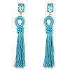 E-3816 Generous Big Long Drop Earrings Crystal Flower Dangle Beaded Stud Tassel Earring 5 Colors