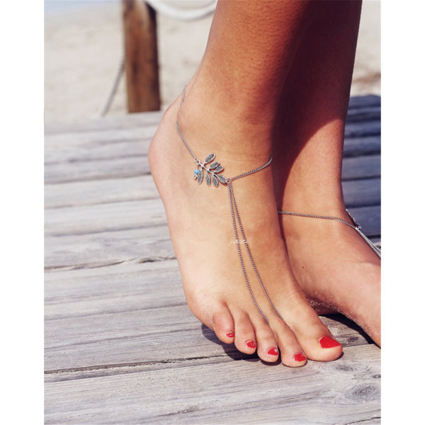 B-0750 New Fashion Bohemian Style Silver Tassel Chain Charm Ankle Chain For Women Jewelery