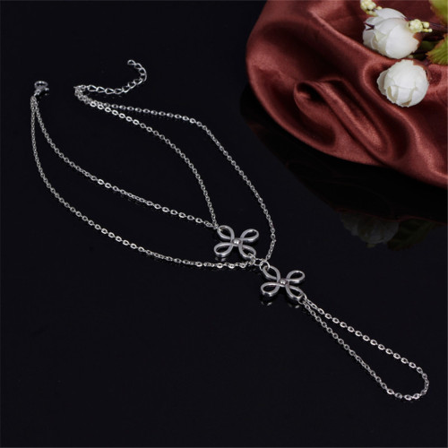 B-0749 Fashion Silver Plated Anklet Flower Shape Chain Anklet Bracelet Jewelry for Women