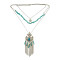 N-6295 2016 fashion Bohemian Retro Silver plate Chain Turquoise Bead Tassel Leaves shape Pendant Necklace Jewelry for Women