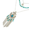 N-6295 2016 fashion Bohemian Retro Silver plate Chain Turquoise Bead Tassel Leaves shape Pendant Necklace Jewelry for Women