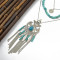 N-6295 2016 fashion Bohemian Retro Silver plate Chain Turquoise Bead Tassel Leaves shape Pendant Necklace Jewelry for Women