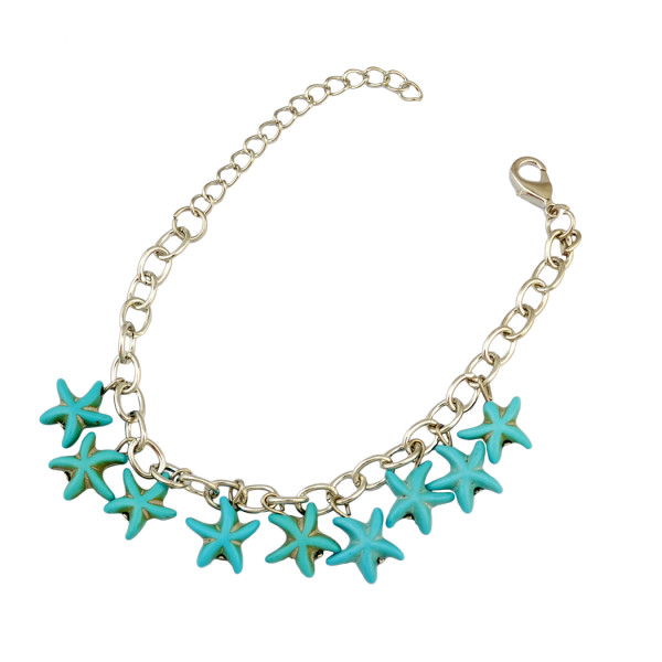 B-0752 Vintage Tribal Charms Bracelet Silver Chain Natural Turquoise Beads Stone Bracelets 5 Styles
