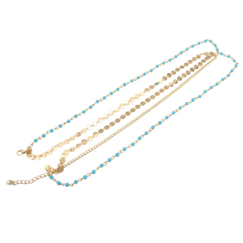 F-0333 European Fashion style gold plated head chain cool blue pearls shape chain  headband hair jewelry for women