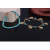 B-0756 2pcs Set Bohemian Fashion Gold Plated Anklet turquoise beads Crystal Anklet Bracelet Jewelry for Women