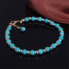 B-0756 2pcs Set Bohemian Fashion Gold Plated Anklet turquoise beads Crystal Anklet Bracelet Jewelry for Women