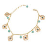 B-0756 2pcs Set Bohemian Fashion Gold Plated Anklet turquoise beads Crystal Anklet Bracelet Jewelry for Women