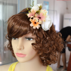 F-0337 3 Colors Floral Hoop Handmade Hairband Ribbon Flowers Leaf Headbands For Women Wedding Hair Accessories