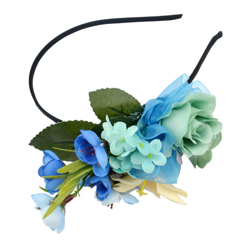 F-0348  3 Colors Floral Hoop Handmade Silk Ribbon Hairband Artificial Flowers Leaf Head Band For Women Wedding Hair Accessories