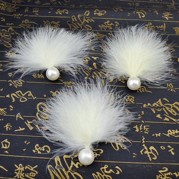 E-3818 Women Fashion Beautiful White Pearl Feather Accessorise