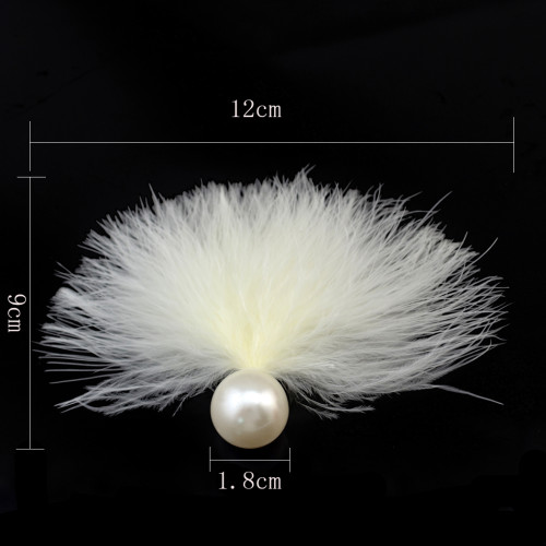 E-3818 Women Fashion Beautiful White Pearl Feather Accessorise